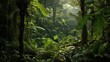A hyper zoomed in perspective of a tropical forest