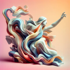 Wall Mural - 3D abstract statue colorful background