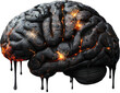 A isolated burnout black brain with tar drips