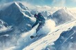Snowboarder Mastering Mountain Slopes with Confidence and Flair amidst Snowy Winter Peaks