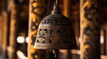 A Closeup Of A Zen Bell With Intricate Details