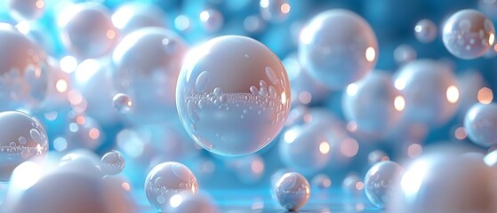 Aufkleber - Floating spheres 3d rendering empty space for product presentation