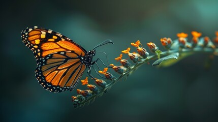 Aufkleber - Evolution of a butterfly in a digital futuristic style. Caterpillar to butterfly transformation. The idea of successful startups, investments, and business transformations.
