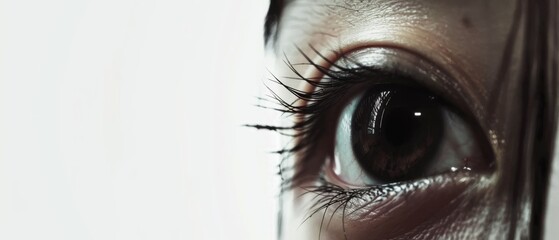 Aufkleber - Isolated on white background, close-up of a woman's eye.