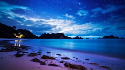 Wall Mural - A serene beach with the milky way above