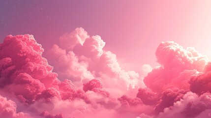 Close up view of beautiful colorful clouds, sky background, cartoon style. Fluffy clouds, for game