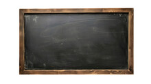 Blank Blackboard In Wooden Frame Isolated On Transparent Or White Background
