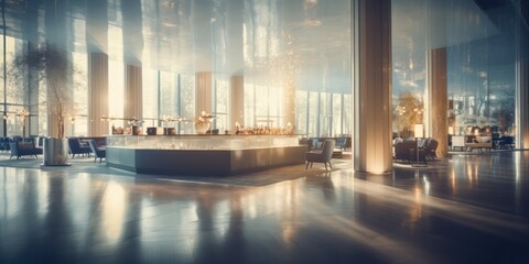 Poster - spacious room with abundant windows and furniture generative ai