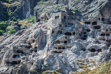 Canvas Print - Vardzia cave monastery site on a slope of Erusheti Mountain, Georgia