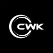 CWK letter logo design with black background in illustrator, cube logo, vector logo, modern alphabet font overlap style. calligraphy designs for logo, Poster, Invitation, etc.