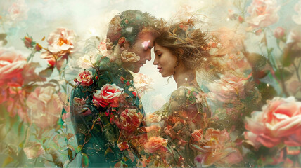 Love's essence is surreal and intoxicating, like the heady fragrance of roses in full bloom, drawing them together in an irresistible embrace.