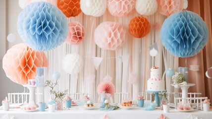 Wall Mural - artificial intelligence image of a party decoration for a baby shower