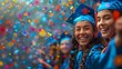 Confetti Celebration: Vibrant Banner Design Showcases Youth Graduates in Festive Mood