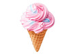 pink ice cream in a cown isolated on transparent background, transparency image, removed background