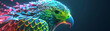 A vibrant neon chartreuse falcon with glowing feathers