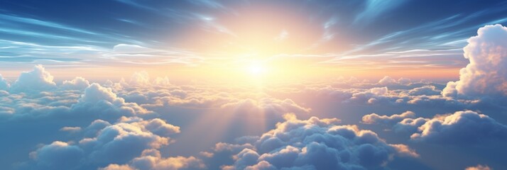Wall Mural - beautiful cumulus clouds at sunset  in the panoramic blue sky