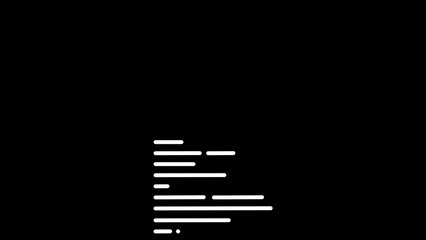  simple stylized titles or programming rows in shapes look. For your 2d flat template. Coding or writing text in abstract style. Monochrome animation