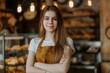 © JovialFox - Portrait of confident young supermarket clerk standing At counter. Grocery store. Business. shopping concept