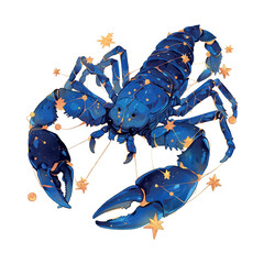 Sticker - zodiac sign Scorpio with golden stars illustration on white background