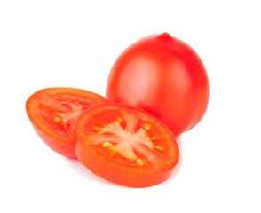 Wall Mural - Tomatoe and slices isolated on a white background