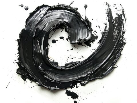 Painted Alphabet in Black Color with Brush Strokes. Artistic Rudiments of Acrylic Paint on Letters