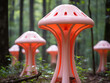 Red mushrooms, pink burn cup mushroom