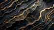 A virtual reality simulation depicting the rise and fall of empires upon the canvas of a black agate background with golden veins, each epoch shaped by the hand of AI historians.