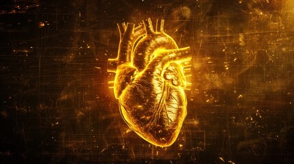Sticker - Vibrant essence  human heart in cybernetic world, digital masterpiece of technological pulse