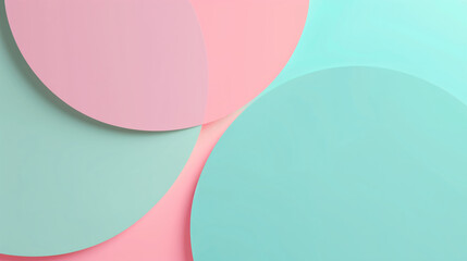 Poster - Soft abstract background with overlapping circles in pastel pink and blue, creating a tranquil and minimalist design.