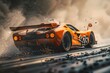 Dive into the fast-paced action of motor sports as a competitive team races down the track, their generic race car blurring with motion as it speeds towards victory.