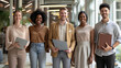 © MP Studio - Diverse group of five young professionals, smiling and looking confident, standing together in an office environment.