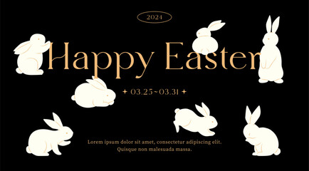 Wall Mural - happy easter banner. horizontal poster, cover, greeting card, header for website, social media. tren