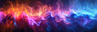 Vibrant fire background with red, purple, and blue flames dancing in the sky