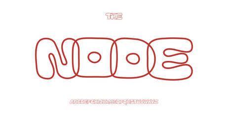Poster - Contour fat font, doodle line style alphabet, linear balloon letters, cord frame cartoon typeface, outline kid fun font, red thread typeset design for logo and headline. Vector typeset. 