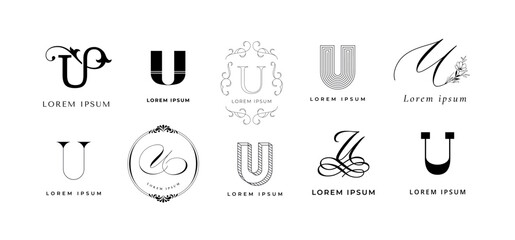 Poster - creative u emblem. letter u monogram for modern urban or unicrorn company branding template. busines