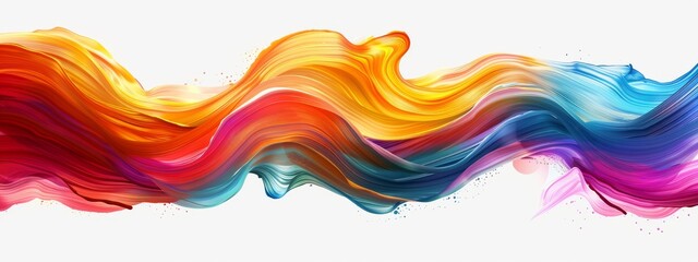 Wall Mural - Color brush paint ribbon stroke swirl abstract splash background wave. Brush brushstroke color ribbon paint stroke flow shape wavy design paintbrush pen fluid rainbow element texture acrylic 3D line.