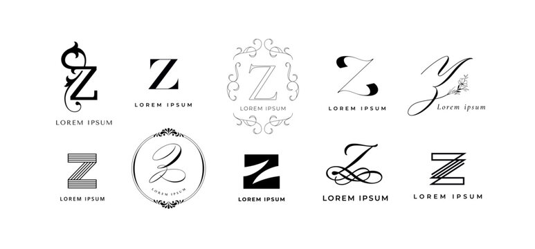 Creative Z emblem. Letter z monogram for vintage and modern branding. Business name initial template vector icon set