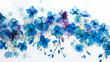  Watercolor floral illustration. Spring flowers, forget-me-not flowers on a white background.