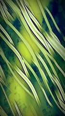 Wall Mural - vertical abstract green seaweed 4k loop features animated green hued lines animated in a flowing mot