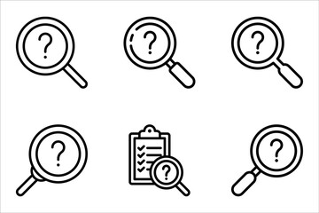 Fototapete - magnifying glass with question mark icon set. search sign vector illustration on white background