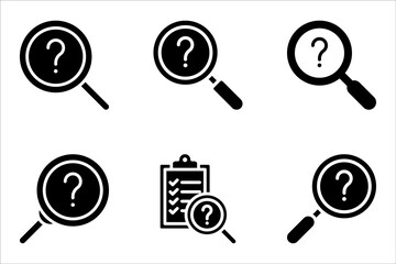 Fototapete - magnifying glass with question mark icon set. search sign vector illustration on white background