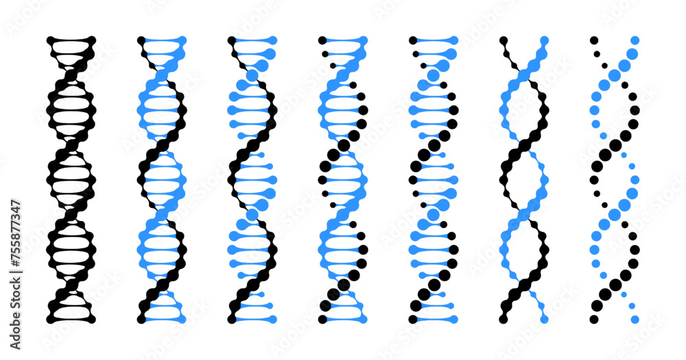 Praca wektorowa bez tantiem: Dna vector double helix molecule. Metaball ...
