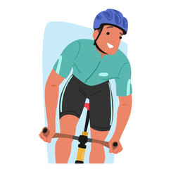 Wall Mural - Sportsman Cyclist Gracefully Pedals, With A Radiant Smile, Embodying Joy In Motion. The Rhythmic Spin Of Wheels