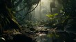 Tropical jungle cinematic scene