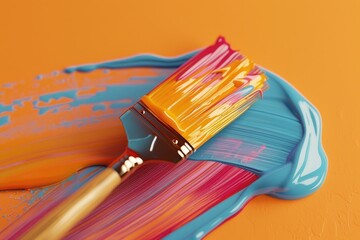 Aufkleber - Glossy 3D paintbrush sign for artistic concepts.