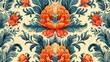 © Chingiz - An exquisitely seamless pattern that blends abstract elegance with a lush floral background
