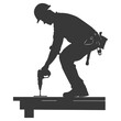 Silhouette carpenter in action black color only full body