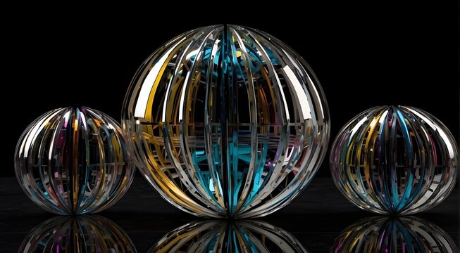 vibrant rang rangy chrome spherical field set against a dark backdrop.
