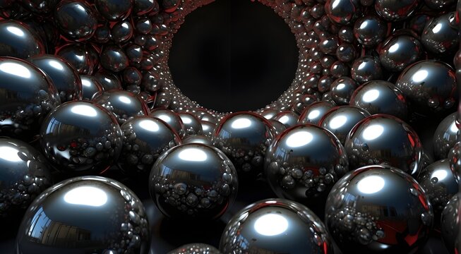 vibrant rang rangy chrome spherical field set against a dark backdrop.