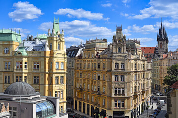 Canvas Print - Old buildings and street in Jewish quarter Prague